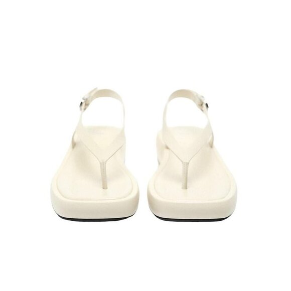 ZARA LEATHER FLATFORM SANDALS White SIZE 7.5 | 1602/111 - Picture 3 of 4